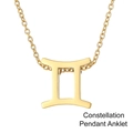 Polished 316L stainless steel anklet featuring a Gemini zodiac pendant in gold finish - Gemini / Gold
