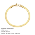 Elegantes 4mm vergoldetes Schlangenarmband aus Edelstahl mit einem Karabinerverschluss - Mittlerer Kurzer Stil / Gold