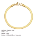 Minimalistisches 4mm Edelstahl-Flachschlangenkette-Armband mit 14K Goldbeschichtung und Karabiner - Mittlerer Langer Stil / Gold