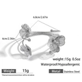 Silberner Edelstahl-Armreif mit hohlen Blumen und funkelnden Strasssteinen - Dreilinien-Blumenstil (DKB253027S)