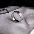 Minimalist silver titanium steel ring with brushed matte finish and flat profile - US 5 / Silver