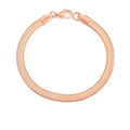 Elegantes, roségoldenes Edelstahl-Schlangenarmband mit flachem Design und Karabinerverschluss - Breit Lang / Roségold