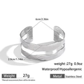 Zilveren roestvrijstalen manchetarmband met 6cm binnendiameter en breedte van 2,9cm - Dubbellaagse Gehamerde Open Stijl (DKB253022S) / Zilver