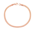 Poliertes Schlangenketten-Armband in Roségold mit flachen Gliedern und Karabiner - Schmaler Stil Lang / Roségold