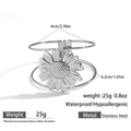 Silberner Edelstahl-Sonnenblumenarmreif mit Blumenmotiv und 6 cm Durchmesser Design - Gänseblümchen-Sonnenblumen-Blumenstil (DKB253007S)