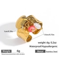 Anello in acciaio inossidabile dorato con ciondolo a conchiglia, corallo e perla - Stile Conchiglia Perla Corallo (DKR251003-7GL)