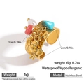 Anello in acciaio dorato con ciondolo a granchio, turchese e perle per le vacanze estive - Stile Granchio Elemento Marino (DKR251003-13GL)
