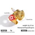 Anello regolabile in acciaio inossidabile con fiore bianco, perla e ciondolo labbra - Stile Labbra Fiore (DKR251003-12GL)