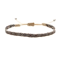 Bohemian woven friendship bracelet in black and white geometric diamond pattern - Black White Dark Brown Rhombus Style (KZ-0042)