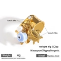 Anello largo in acciaio inossidabile dorato martellato con perla e tartaruga - Stile Tartaruga Malocchio (DKR251003-14GL)