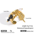 Anello in acciaio inossidabile dorato con conchiglia, perla e perline nere, 1cm - Stile Conchiglia Perla Strass (DKR251003-1GL)