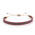 Böhmisches handgewebtes rotes Bandarmband mit ethnischem Muster und Kordelzug - Buntes Rautenmuster (KZ-0012D)