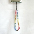 Rainbow acrylic cube handmade mobile phone charm strap with multicolor beads - Rainbow Color Style (SZ-A210003B)