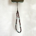 Handmade beaded phone strap featuring purple and cyan acrylic cube beads and black cord - Purple Teal Mix Style (SZ-A210003C)