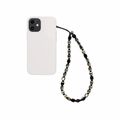 Dragonne en perles faite main avec cubes noir mat et irisés pour téléphones mobiles - Style Patchwork Noir et Iridescent (SJ-A210006C)