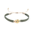 Bracelet bohème tissé vert olive avec incrustation dorée et pierres multicolores - Pierre Précieuse Cinq Couleurs Or Olive (KZ-Z0034)