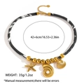 Gouden zeester en schelphangers aan zwart-wit tie-dye koordketting voor dames - Wulk Zeester Parel Hanger Stijl (DKN254022GL)