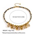 Luipaard schelpenketting met gouden stalen kralen op 42cm koordketting voor het strand - Luipaard Schelp Serie Stijl (DKN254024GL)