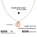 Pink shell pearl pendant necklace in gold-plated stainless steel for women - Pink Shell Necklace (DKN254095GL-P)