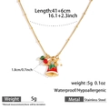 Waterproof stainless steel Christmas bell necklace with red enamel and green beads - Christmas Bell (DKN254099-1GL)