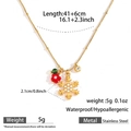 Gold stainless steel Christmas necklace with red flower and snowflake pendant charms - Snowflake and Flower (DKN254099-2GL)