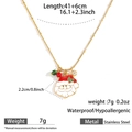 Christmas Santa Claus pendant necklace in red enamel on gold stainless steel chain - Santa Head (DKN254099-5GL)