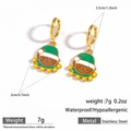 Festive octopus earrings with green Christmas hat in stainless steel and colorful enamel - Christmas Hat Octopus (DKE252164-04GL)