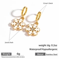 Golden stainless steel snowflake earrings with white petals and clear zircon stones - Snowflake Pendant (DKE252164-07GL)