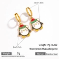 Cartoon penguin enamel earrings made of waterproof and hypoallergenic stainless steel - Penguin With Hat (DKE252164-08GL)