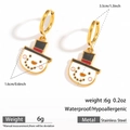 Hypoallergenic stainless steel Christmas snowman hoop earrings with colorful enamel charms - Snowman In Hat (DKE252164-09GL)