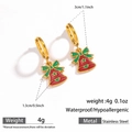 Golden stainless steel hoop earrings with red and green Christmas bell charms - Christmas Bell (DKE252164-10GL)