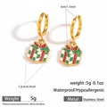 Golden stainless steel hoop earrings with colorful gift box pendant for Christmas - Christmas Gift Box (DKE252164-11GL)