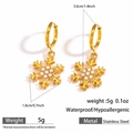 Gold stainless steel snowflake hoop earrings with pearl accents and 3.6cm length - Pearl Snowflake (DKE252164-16GL)