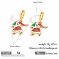 Waterproof stainless steel Santa Claus earrings with colorful enamel Christmas design - Full Body Santa (DKE252164-17GL)