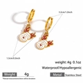 Golden stainless steel reindeer drop earrings with red enamel for Christmas style - Side View Reindeer (DKE252164-21GL)