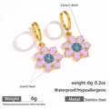 Blue and purple snowflake enamel dangle earrings in stainless steel for Christmas - Blue Purple Snowflake (DKE252164-23GL)
