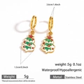 Golden stainless steel Christmas tree hoop earrings with colorful enamel dripping - Star Christmas Tree (DKE252164-27GL)