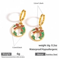 Waterproof stainless steel Christmas wreath earrings with colorful enamel and crystal - Christmas Wreath (DKE252164-29GL)