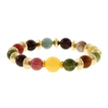 Gedetailleerde opname van een natuurlijke kleurrijke toermalijn edelsteen kralen armband. - Kleurrijke Edelsteenkralen Stijl (BR2094-B)