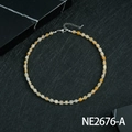 Handmade necklace with square natural stone beads and silver spacer beads in beige and grey - Topaz