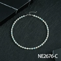 Lapis lazuli necklace featuring square light blue beads with a silver lobster clasp - Amazonite