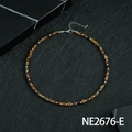 Tiger eye stone beaded necklace with square beads and silver lobster clasp detail - Tiger's Eye