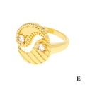 Chic gold-plated Yin Yang ring with spiral textures and sparkling cubic zirconia stones - Adjustable Open / Gold-White Zirconia