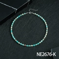 Lapis lazuli beaded necklace with square turquoise stones and silver accents - Imperial Stone - Cyan