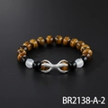 Vintage beaded bracelet with tiger eye stones and a silver eagle claw focal piece - Yellow Tiger's Eye Style (BR2138-A-2)