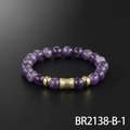 Lapis bead bracelet BR2138-B-1 with purple amethyst stones and gold honeycomb accents - Amethyst Style (BR2138-B-1)