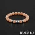 Lapis lazuli style beaded bracelet with orange moonstone beads and silver metal charms - Sunstone Style (BR2138-B-2)