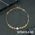 Elegant gold link chain necklace featuring yellow citrine beads and white pearl detail - Citrine Necklace