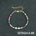 Bracciale bohémien con perline colorate, perle d'acqua dolce e chiusura dorata - Bracciale in perle d'acqua dolce ovali da 8 mm (SET0424-A-BR)