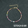 Bracciale di perline arcobaleno con perla d'acqua dolce e chiusura dorata regolabile - Bracciale in perle d'acqua dolce ovali da 4 mm (SET0424-B-BR)